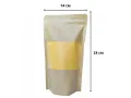 Пакет zip-lock из крафт-бумаги с окошком, 14×24 см, с широким дном 80 мм