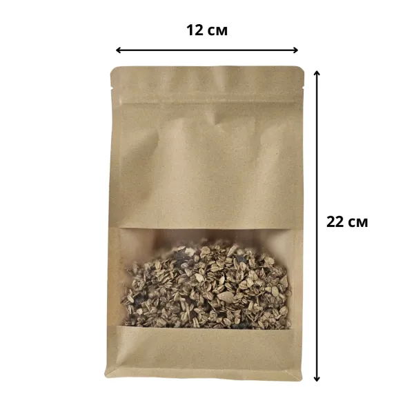 Pungi hartie zip-lock cu ferestruica 120x220 cu pliuri 60 mm