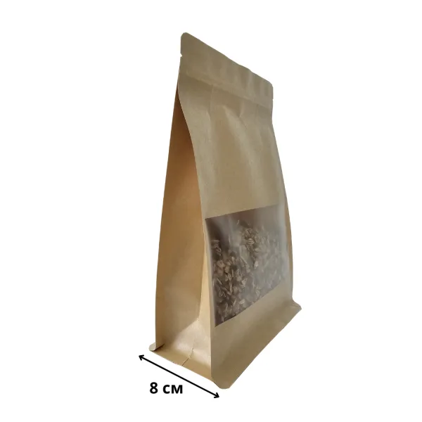 Pungi hartie zip-lock cu ferestruica 160x260 cu pliuri 80 mm