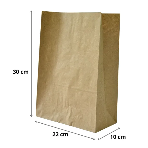 Бумажные пакеты крафт без ручек, 22x10x30 см