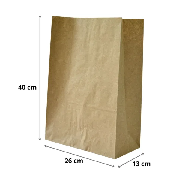 Punga hartie kraft fara maner 26x13x40 cm, cafenie