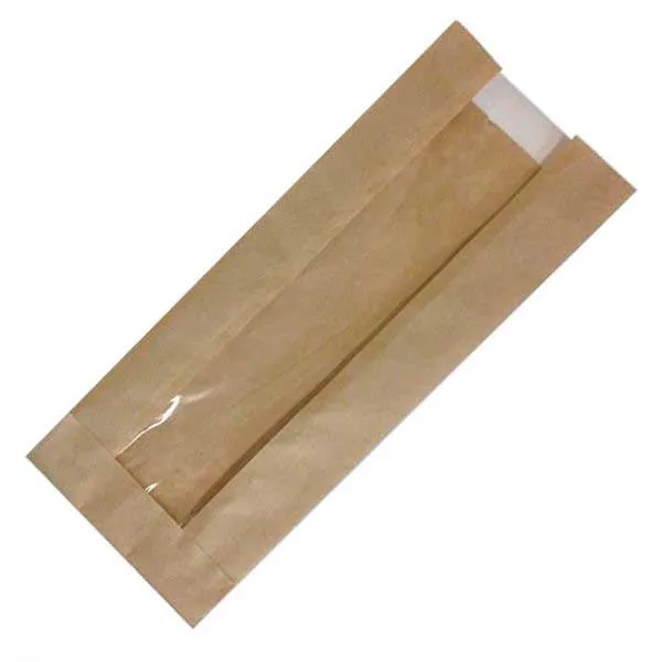 Бумажные пакеты с окошком, 10x20 см, для хлеба