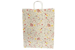 Бумажный пакет с крученой ручкой, Новогодний, 32×12×40 см, белый