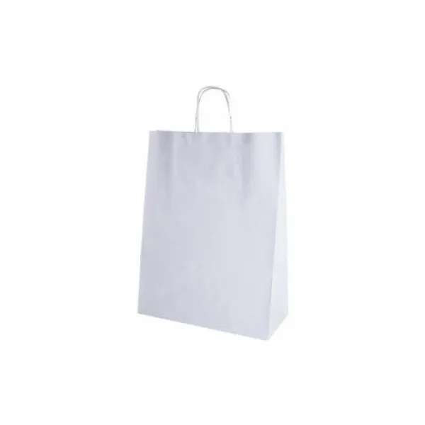 Бумажный пакет с крученой ручкой 26×14×30 см, белый