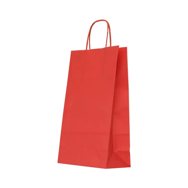 Punga hartie cu maner rasucit 25x11x31 cm, rosie