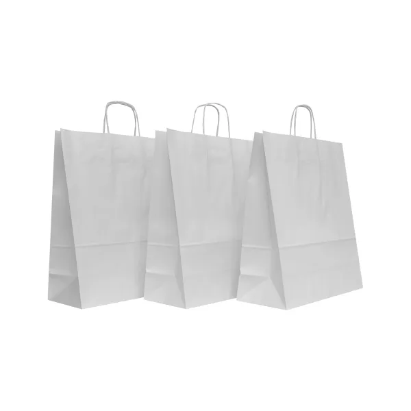 Punga hartie cu maner rasucit 54x14x49 cm, alba