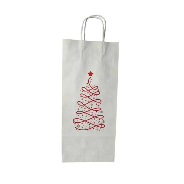 Punga hartie Anul nou cu maner rasucit 38,5x9x18 cm, Brad rosu