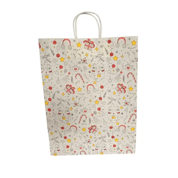 Punga hartie Anul nou cu maner rasucit 26x14x35 cm