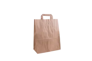 Бумажный пакет Kraft с плоской ручкой 26x13x32 см, коричневый