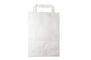 Бумажный пакет крафт с плоскими ручками 20x10x25 см, белый