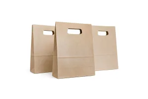Бумажный пакет с вырезной ручкой, 18x9x25 см, коричневый