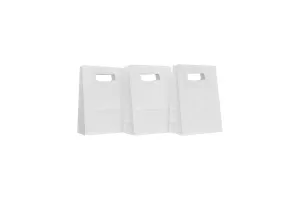 Punga hartie cu maner decupat 18x9x25 cm, alba