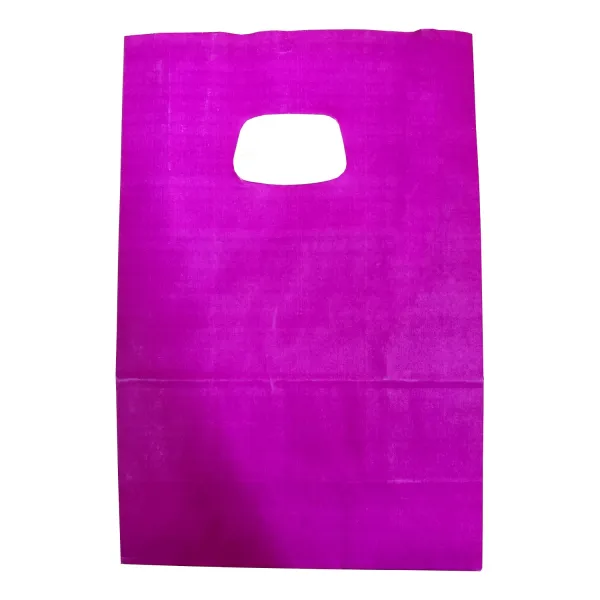 Punga hartie cu maner decupat 14x7x21 cm, roz