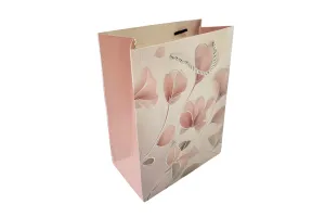 Бумажный пакет 18x10x23 см, с розовыми цветами