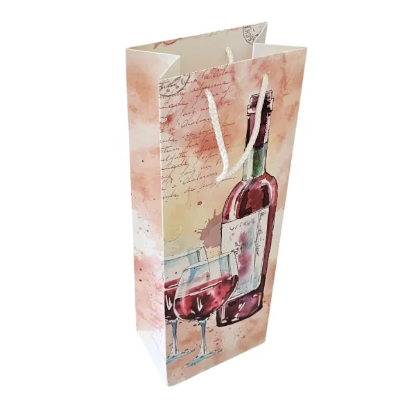 Pungă din hârtie pentru sticlă de vin „Acuarelă”