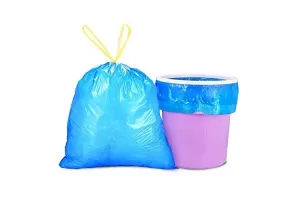 Saci menajeri cu funie 60 L albastre, Standard, 10 pungi/rulou