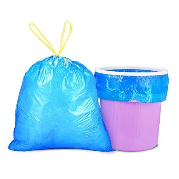 Saci menajeri cu funie 60 L albastre, Standard, 10 pungi/rulou