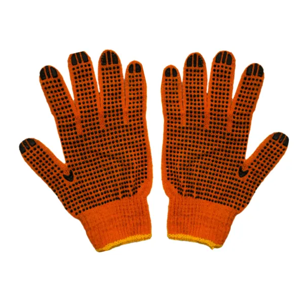 Хлопковые перчатки с PVC-покрытием, оранжевые
