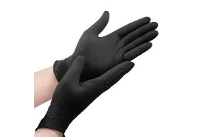 Нитриловые перчатки чёрные, размер M, 100 шт/упак