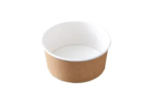 Картонная крафтовая миска 750 мл, белая внутри