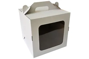 Белая коробка с окошком, для торта, 25×25×25 см