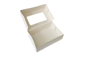 Белая коробка с окошком для клубники в шоколаде, 190x130x50 мм