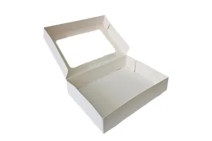 Белая коробка с окошком для клубники в шоколаде, 260x190x50 мм