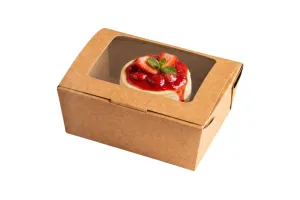 Cutie kraft cu fereastruica, 195x140x65 mm, pentru deserturi