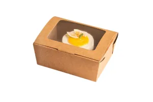 Коробка крафтовая с окошком, 150х120х65 мм, для десертов