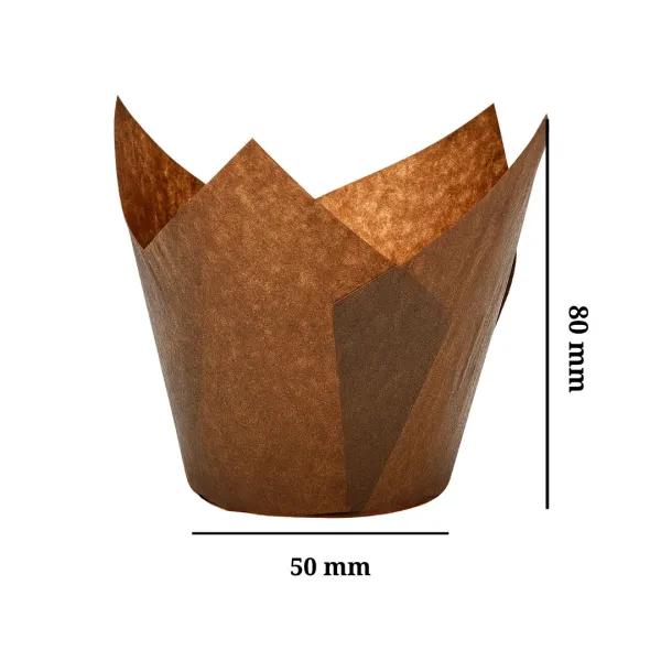 Бумажные формы для маффинов, тип Лилия, коричневые, 50×80H мм