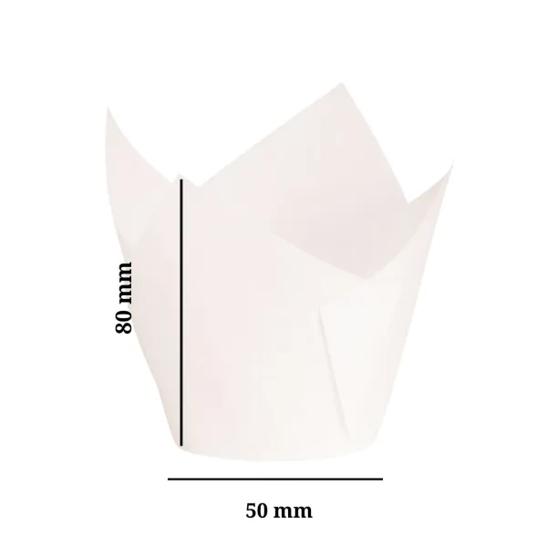 Бумажные формы для маффинов, тип Лилия, белые, 50×80H мм