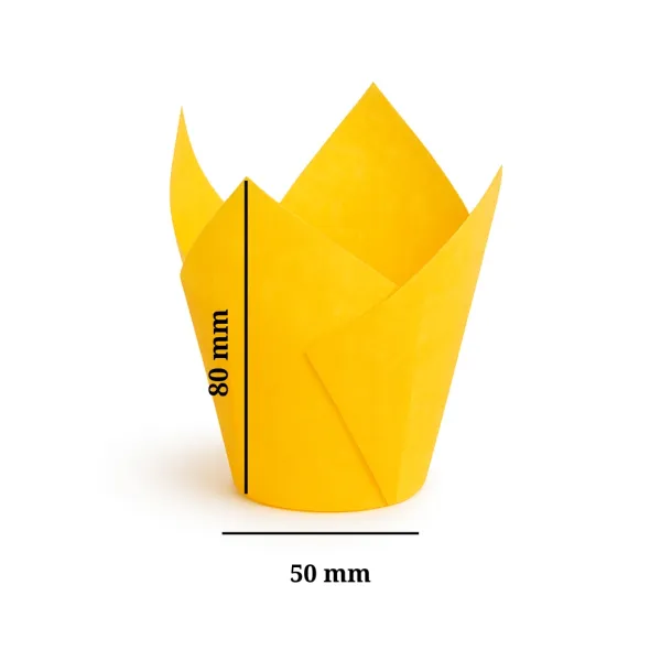 Бумажные формы для маффинов, тип Лилия, жёлтые, 50x80H мм