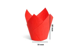 Бумажные формы для маффинов, тип Лилия, красные, 50×80H мм
