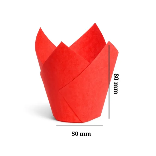 Бумажные формы для маффинов, тип Лилия, красные, 50×80H мм