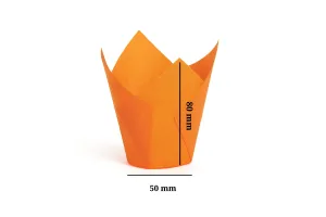 Бумажные формы для маффинов, тип Лилия, оранжевые, 50x80H мм