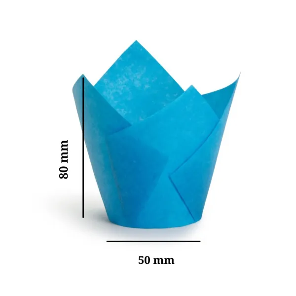 Бумажные формы для маффинов, тип Лилия, синие, 50x80H мм