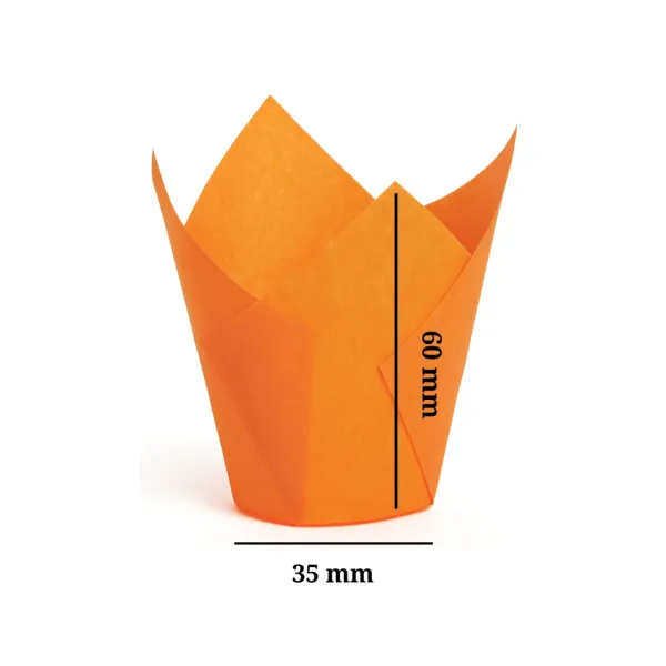 Бумажные формы для маффинов, тип Лилия, оранжевые, 35×60H мм