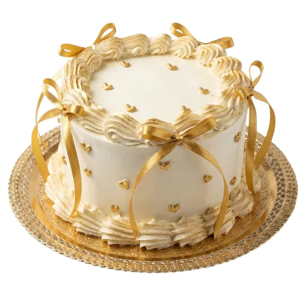 Круглая картонная подложка золотая, ажурная, 350 мм