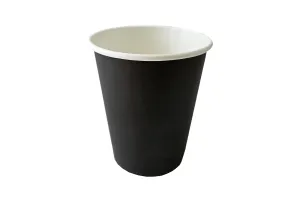 Чёрный бумажный стакан, 180 мл, с принтом