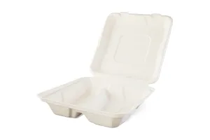 Одноразовый биоразлагаемый контейнер с 2 отделениями, 215×215×60 мм, WFMB 2