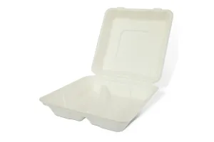 Одноразовый биоразлагаемый контейнер с 2 отделениями, 245×245×75 мм, WFBMB 2