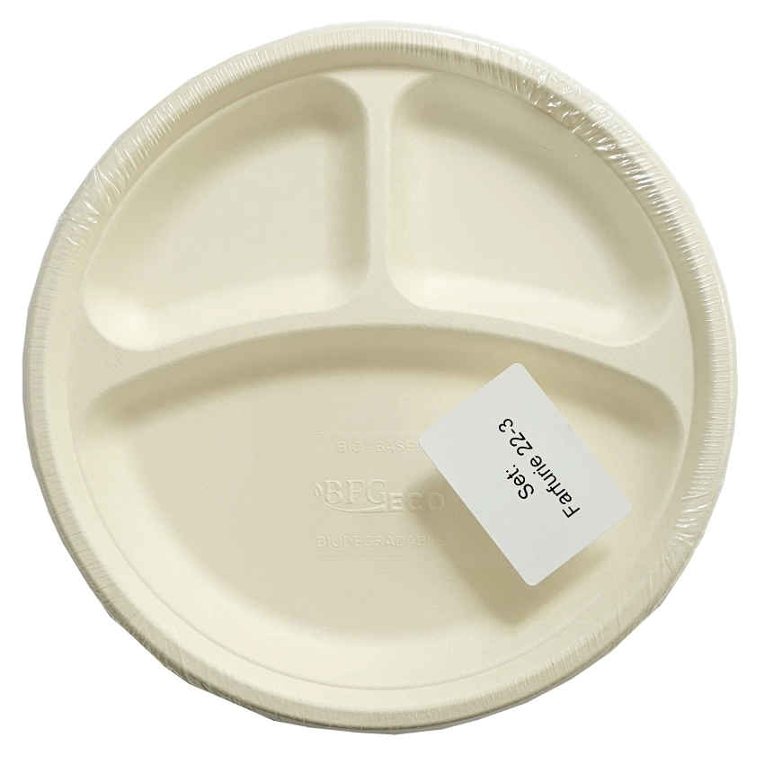 Eco set 4 farfurii cu trei compartimente, 220 mm