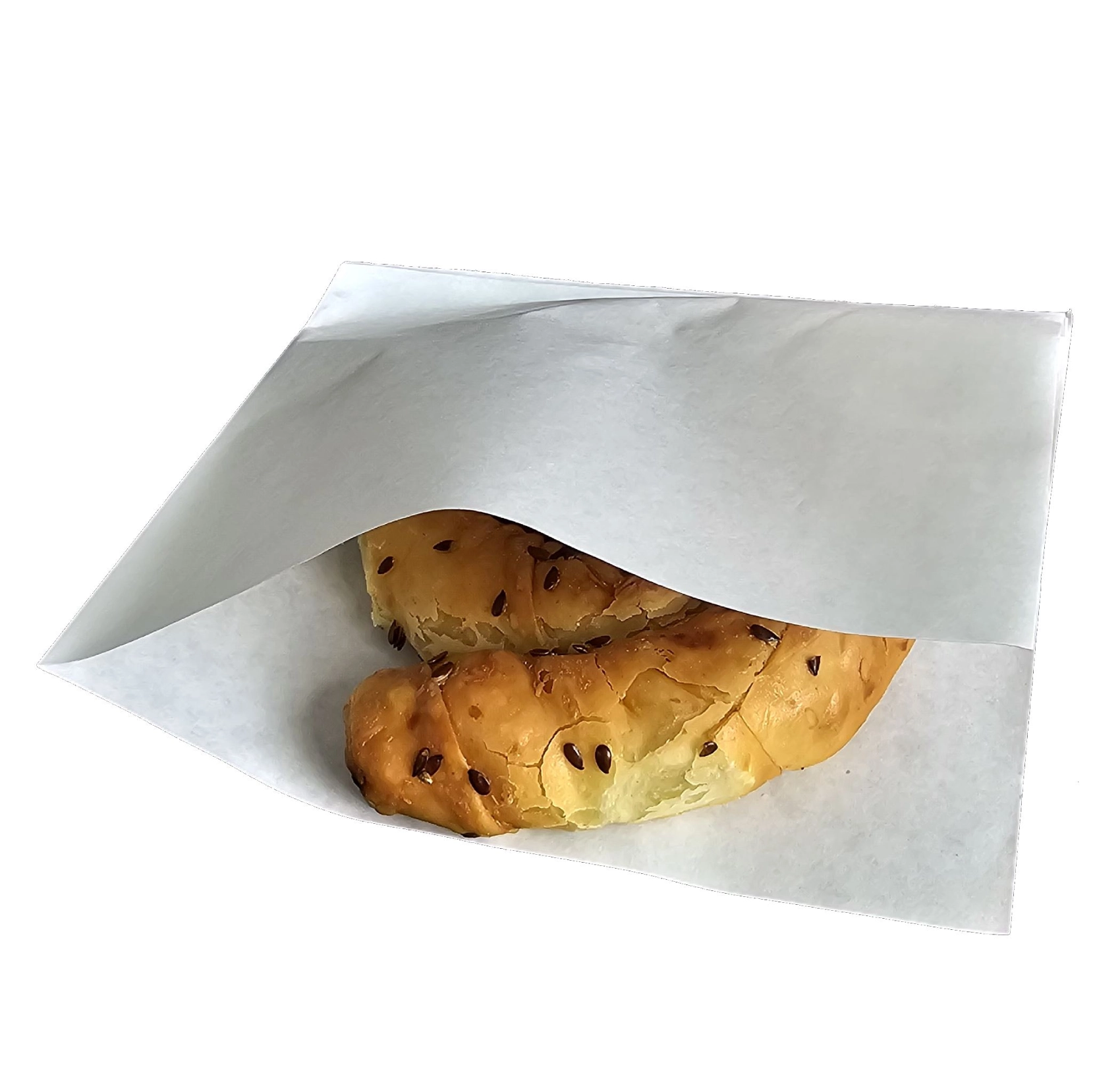 Punga coltar din hartie 15x17 cm, rezistent la grasime, alb