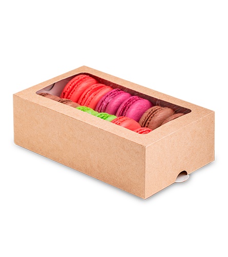 Cutie kraft cu ferestruică pentru macarons