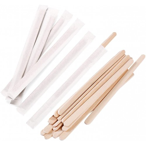 Amestecatoare din lemn 14 cm, ambalate individual